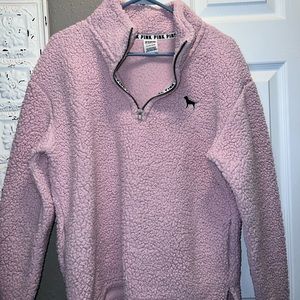 PINK sherpa light pink quarter zip pullover